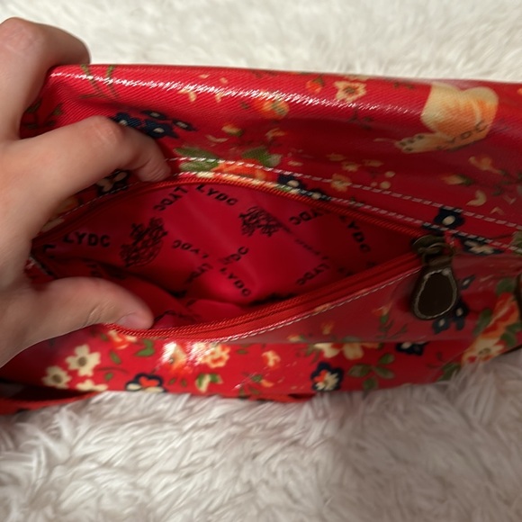 Lydc London satchel purse red floral - Picture 9 of 9